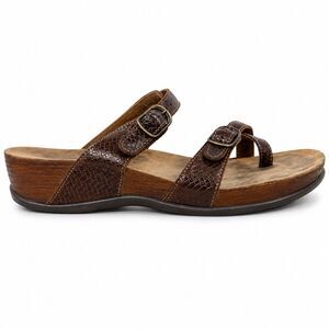 SAS Shelly Brown Leather Arch Support Sandals Size 10 Toe Loop Buckle Strap